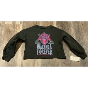 Girls' Black Panther Wakanda Forever Dreamy Fleece Sweatshirt Black‎  XS 4/5
